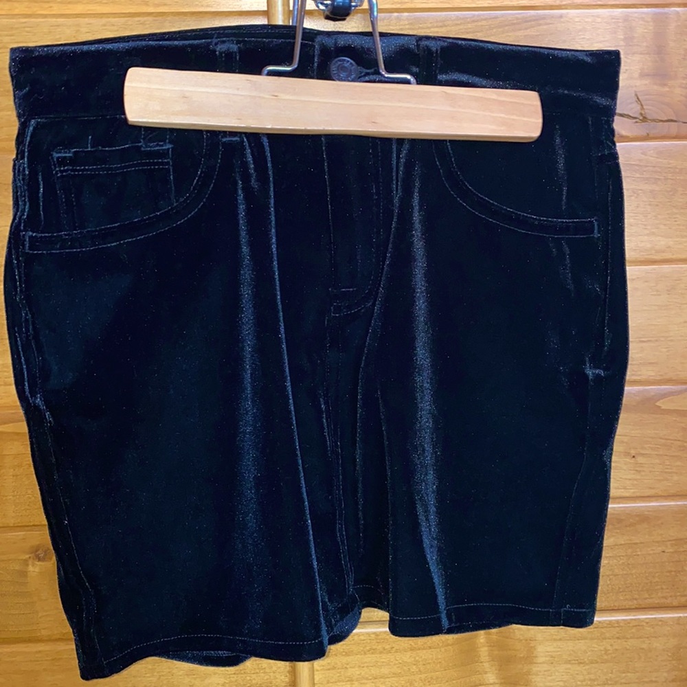 7 For All Mankind Girls Sz 14 Black Velvet Skirt
